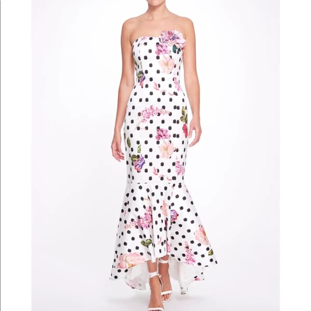 Marchesa Notte High-Low Polka Gown